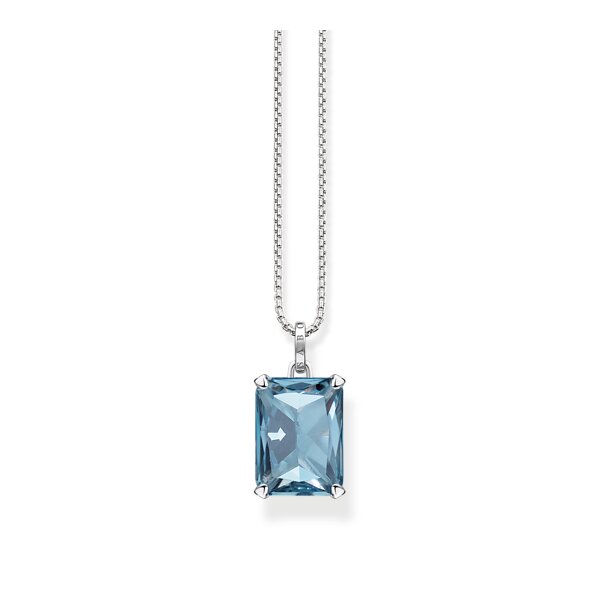Halsschmuck 925 Silber Aqua Stein (synthetischer Spinell)