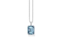 Halsschmuck 925 Silber Aqua Stein (synthetischer Spinell)