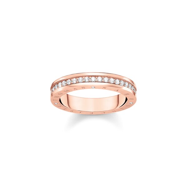 Ring 925 Silber 18 Karat rotvergoldet weisse Zirkonia pav&eacute;