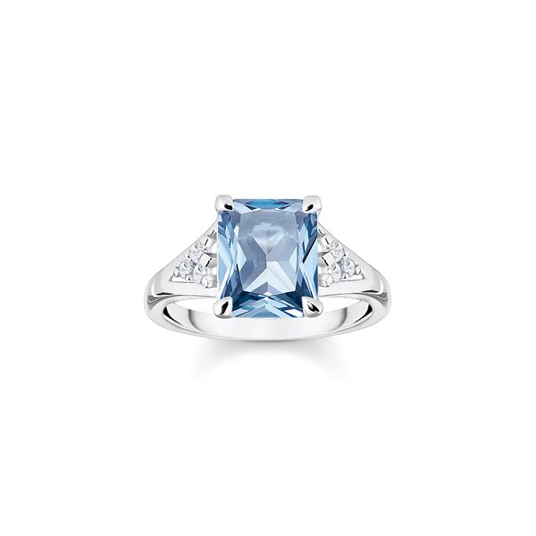 Ring 925 Silber Aqua und weisse Steine (Zirkonia)
