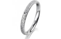 Ring 18 Karat Weissgold 2.5 mm kristallmatt 1 Brillant G...