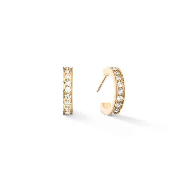 Coeur de Lion Ohrschmuck Edelstahl Slim gold weisse Kristalle