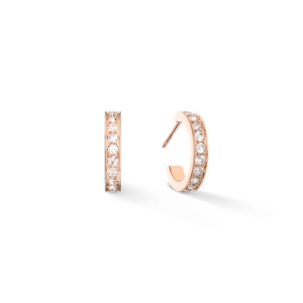 Coeur de Lion Ohrschmuck Edelstahl ros&eacute; slim weisse Kristalle