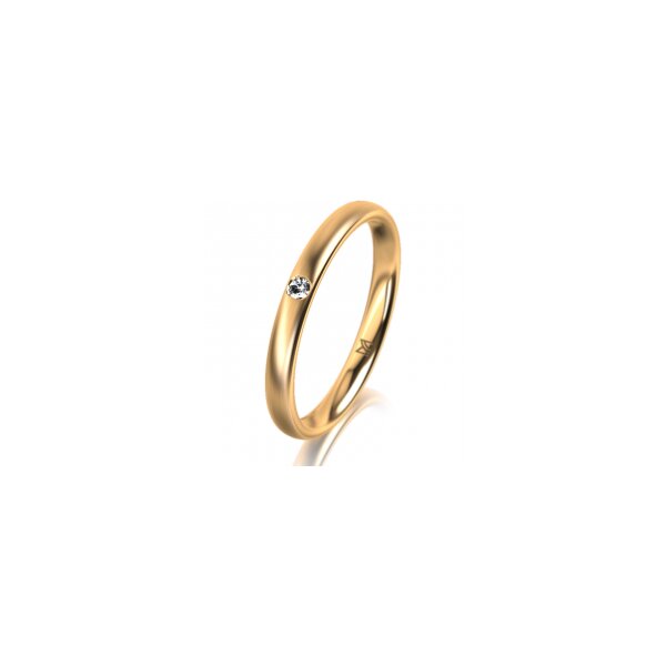 Ring 14 Karat Gelbgold 2.5 mm längsmatt 1 Brillant G vs 0,025ct
