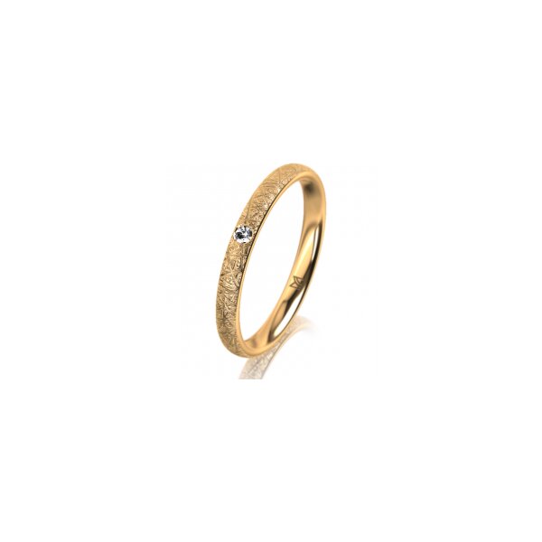 Ring 14 Karat Gelbgold 2.5 mm kristallmatt 1 Brillant G vs 0,025ct