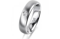 Ring 14 Karat Weissgold 5.0 mm l&auml;ngsmatt 1 Brillant...