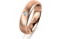 Ring 14 Karat Rotgold 5.0 mm sandmatt 1 Brillant G vs...