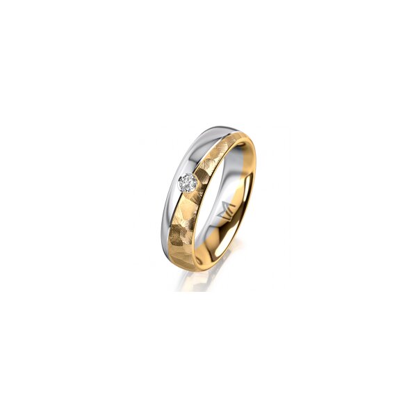 Ring 18 Karat Gelb-/Weissgold 5.0 mm diamantmatt 1 Brillant G vs 0,065ct