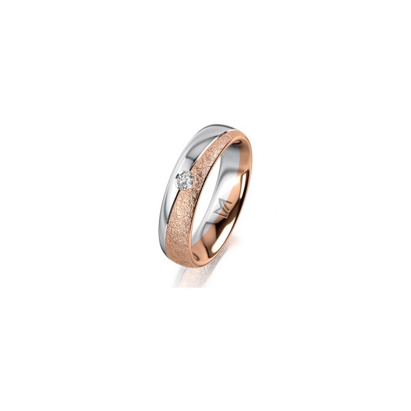 Ring 14 Karat Rot-/Weissgold 5.0 mm kreismatt 1 Brillant G vs 0,065ct