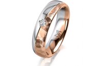 Ring 18 Karat Rot-/Weissgold 5.0 mm diamantmatt 1...