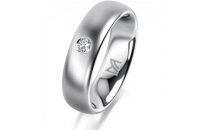 Ring 14 Karat Weissgold 5.5 mm l&auml;ngsmatt 1 Brillant...