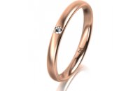Ring 14 Karat Rotgold 2.5 mm l&auml;ngsmatt 1 Brillant G...