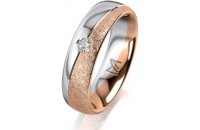 Ring 14 Karat Rot-/Weissgold 5.5 mm kreismatt 1 Brillant...