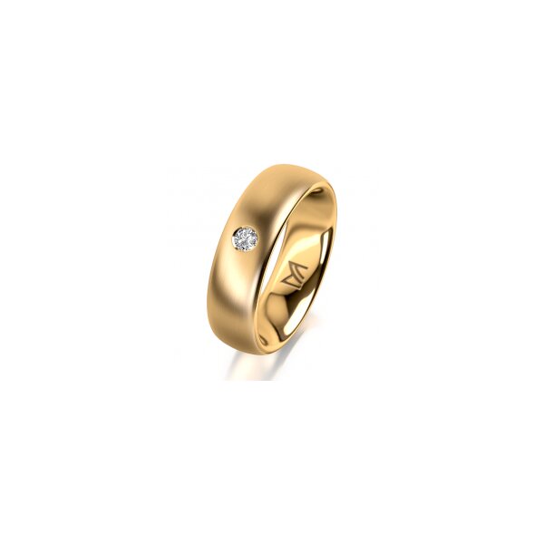 Ring 14 Karat Gelbgold 6.0 mm längsmatt 1 Brillant G vs 0,065ct