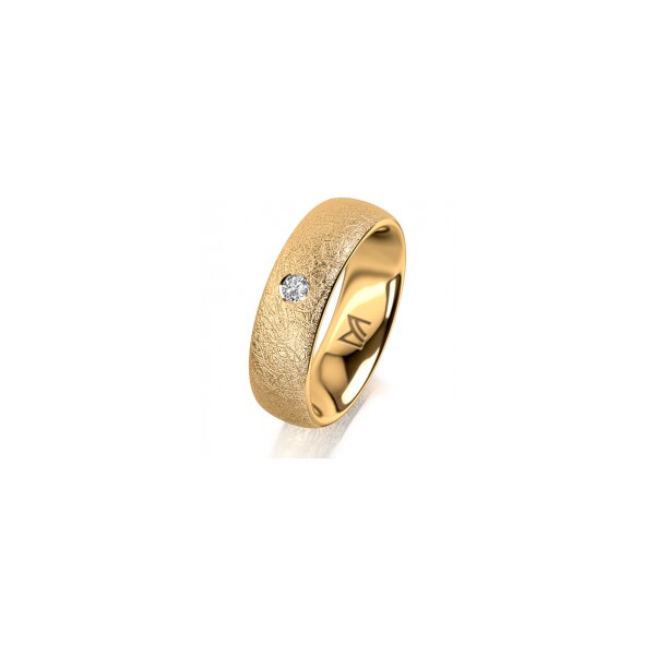 Ring 14 Karat Gelbgold 6.0 mm kreismatt 1 Brillant G vs 0,065ct