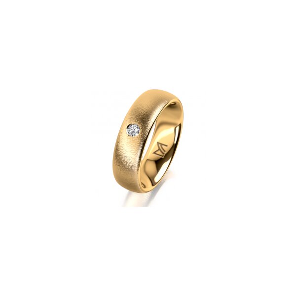 Ring 18 Karat Gelbgold 6.0 mm sandmatt 1 Brillant G vs 0,065ct