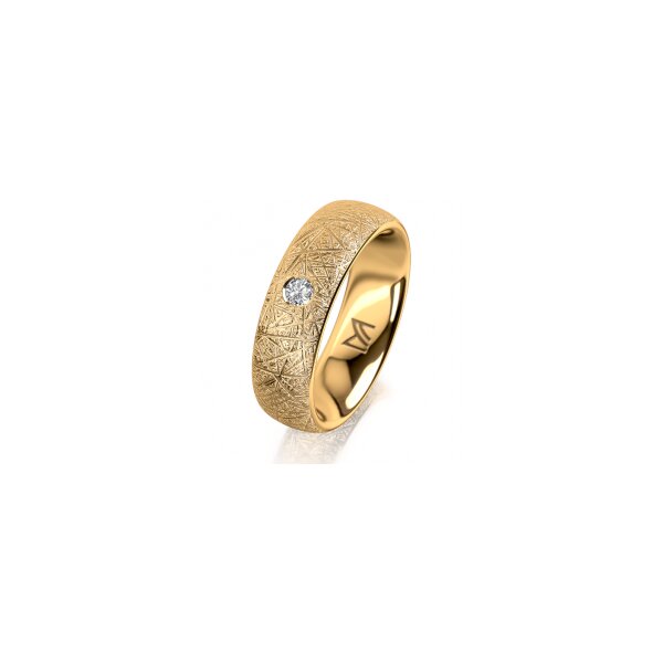 Ring 18 Karat Gelbgold 6.0 mm kristallmatt 1 Brillant G vs 0,065ct
