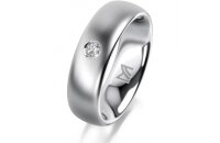 Ring 14 Karat Weissgold 6.0 mm l&auml;ngsmatt 1 Brillant...
