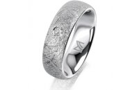 Ring 14 Karat Weissgold 6.0 mm kristallmatt 1 Brillant G...