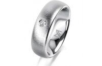 Ring 18 Karat Weissgold 6.0 mm sandmatt 1 Brillant G vs...