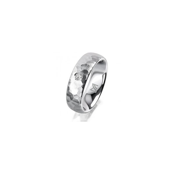 Ring 18 Karat Weissgold 6.0 mm diamantmatt 1 Brillant G vs 0,065ct