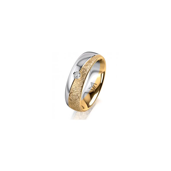 Ring 18 Karat Gelb-/Weissgold 6.0 mm kristallmatt 1 Brillant G vs 0,065ct