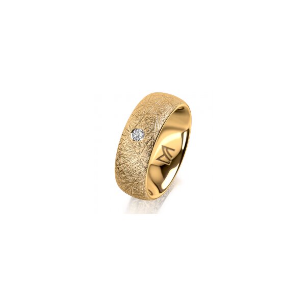 Ring 14 Karat Gelbgold 7.0 mm kristallmatt 1 Brillant G vs 0,065ct