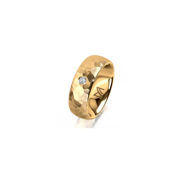 Ring 14 Karat Gelbgold 7.0 mm diamantmatt 1 Brillant G vs 0,065ct