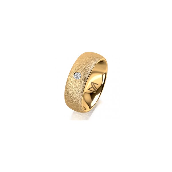 Ring 18 Karat Gelbgold 7.0 mm kreismatt 1 Brillant G vs 0,065ct