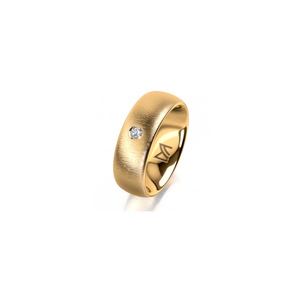 Ring 18 Karat Gelbgold 7.0 mm sandmatt 1 Brillant G vs 0,065ct