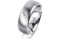 Ring 14 Karat Weissgold 7.0 mm l&auml;ngsmatt 1 Brillant...