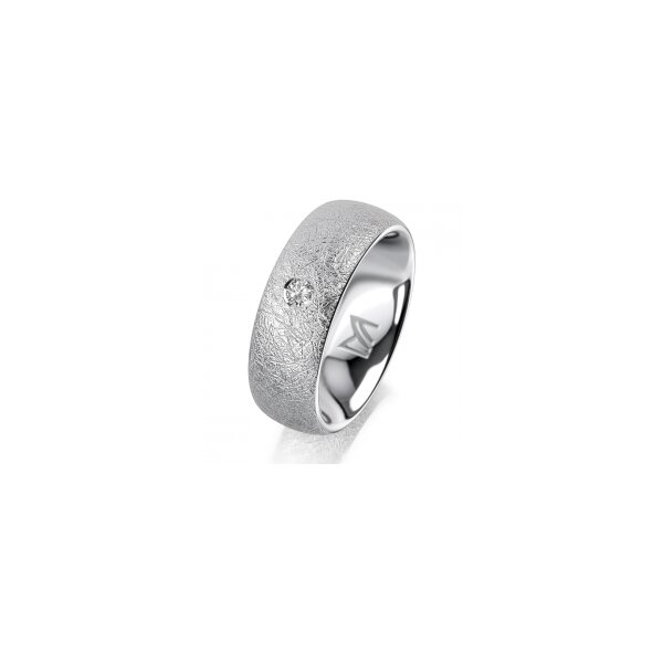Ring 14 Karat Weissgold 7.0 mm kreismatt 1 Brillant G vs 0,065ct