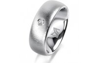 Ring 18 Karat Weissgold 7.0 mm sandmatt 1 Brillant G vs...