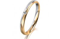 Ring 14 Karat Gelb-/Weissgold 2.5 mm l&auml;ngsmatt 1...
