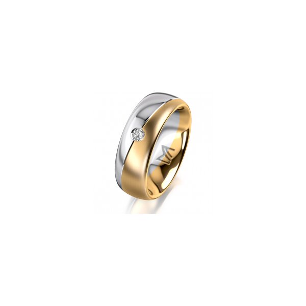 Ring 18 Karat Gelb-/Weissgold 7.0 mm l&auml;ngsmatt 1 Brillant G vs 0,065ct