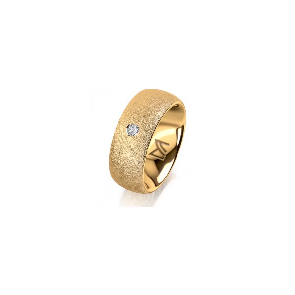 Ring 14 Karat Gelbgold 8.0 mm kreismatt 1 Brillant G vs 0,065ct