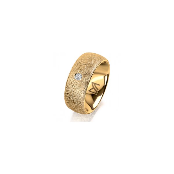 Ring 14 Karat Gelbgold 8.0 mm kristallmatt 1 Brillant G vs 0,065ct