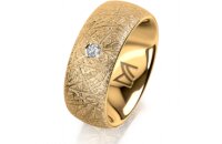 Ring 14 Karat Gelbgold 8.0 mm kristallmatt 1 Brillant G...