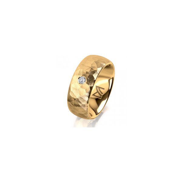 Ring 14 Karat Gelbgold 8.0 mm diamantmatt 1 Brillant G vs 0,065ct