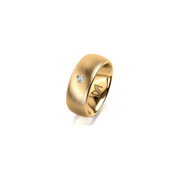 Ring 18 Karat Gelbgold 8.0 mm sandmatt 1 Brillant G vs 0,065ct