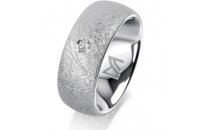 Ring 14 Karat Weissgold 8.0 mm kreismatt 1 Brillant G vs...