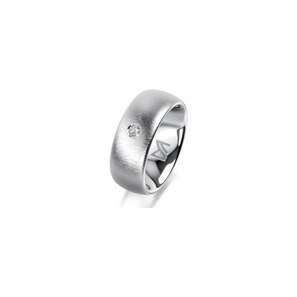 Ring 14 Karat Weissgold 8.0 mm sandmatt 1 Brillant G vs 0,065ct