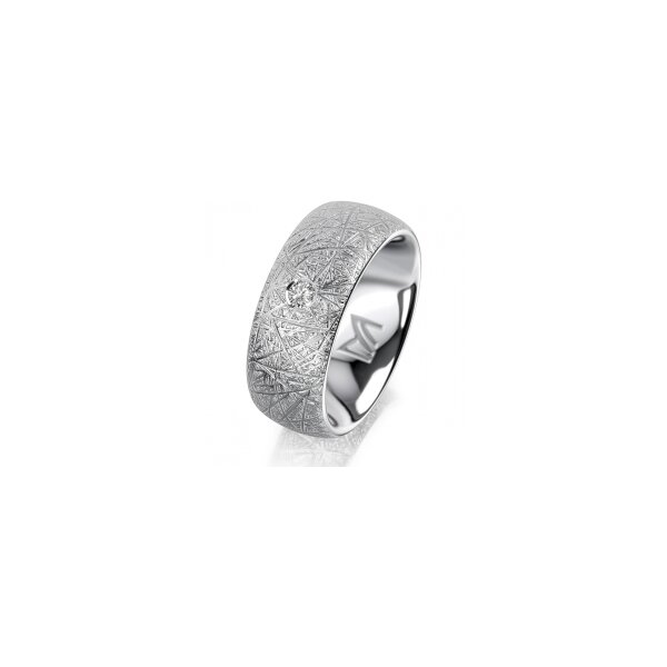Ring 14 Karat Weissgold 8.0 mm kristallmatt 1 Brillant G vs 0,065ct