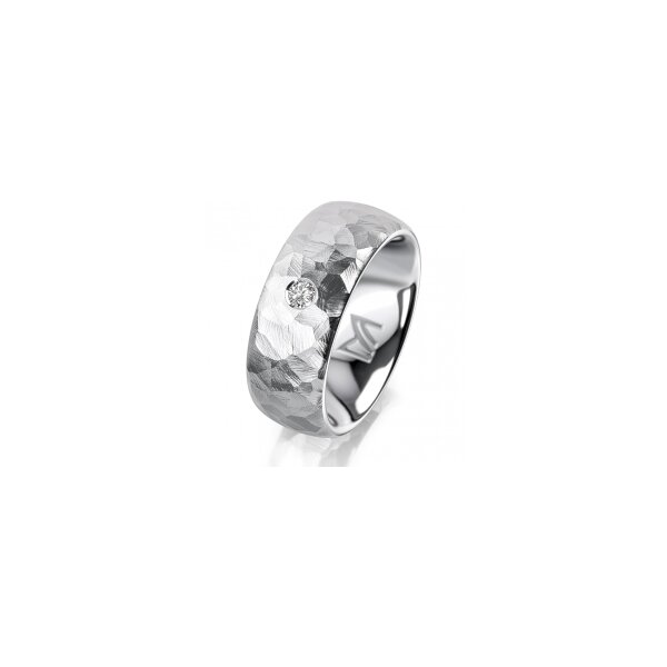 Ring 14 Karat Weissgold 8.0 mm diamantmatt 1 Brillant G vs 0,065ct