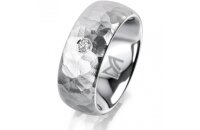 Ring 14 Karat Weissgold 8.0 mm diamantmatt 1 Brillant G...