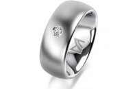 Ring 18 Karat Weissgold 8.0 mm l&auml;ngsmatt 1 Brillant...