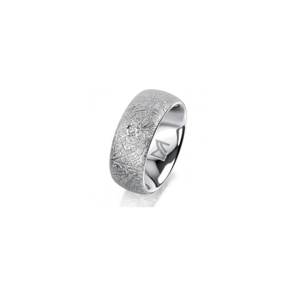 Ring 18 Karat Weissgold 8.0 mm kristallmatt 1 Brillant G vs 0,065ct