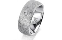 Ring 18 Karat Weissgold 8.0 mm kristallmatt 1 Brillant G...