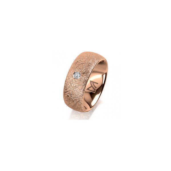 Ring 14 Karat Rotgold 8.0 mm kristallmatt 1 Brillant G vs 0,065ct
