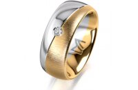 Ring 14 Karat Gelb-/Weissgold 8.0 mm sandmatt 1 Brillant...